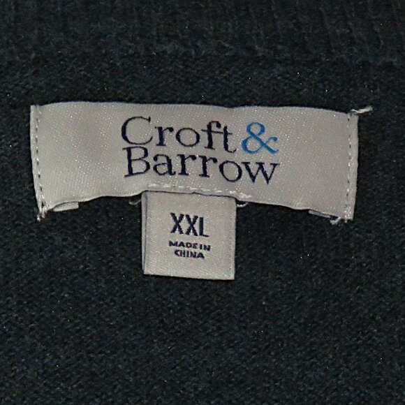 NWT Croft & Borrow Men's V-Neck Green Sweater Size 2X (C436) - Picture 6 of 7